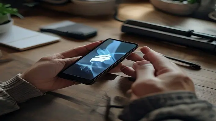 celular samsung travado na logo