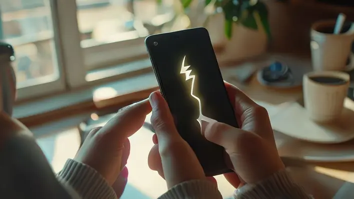 símbolo de raio no celular samsung